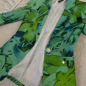 Tropical green print blazer